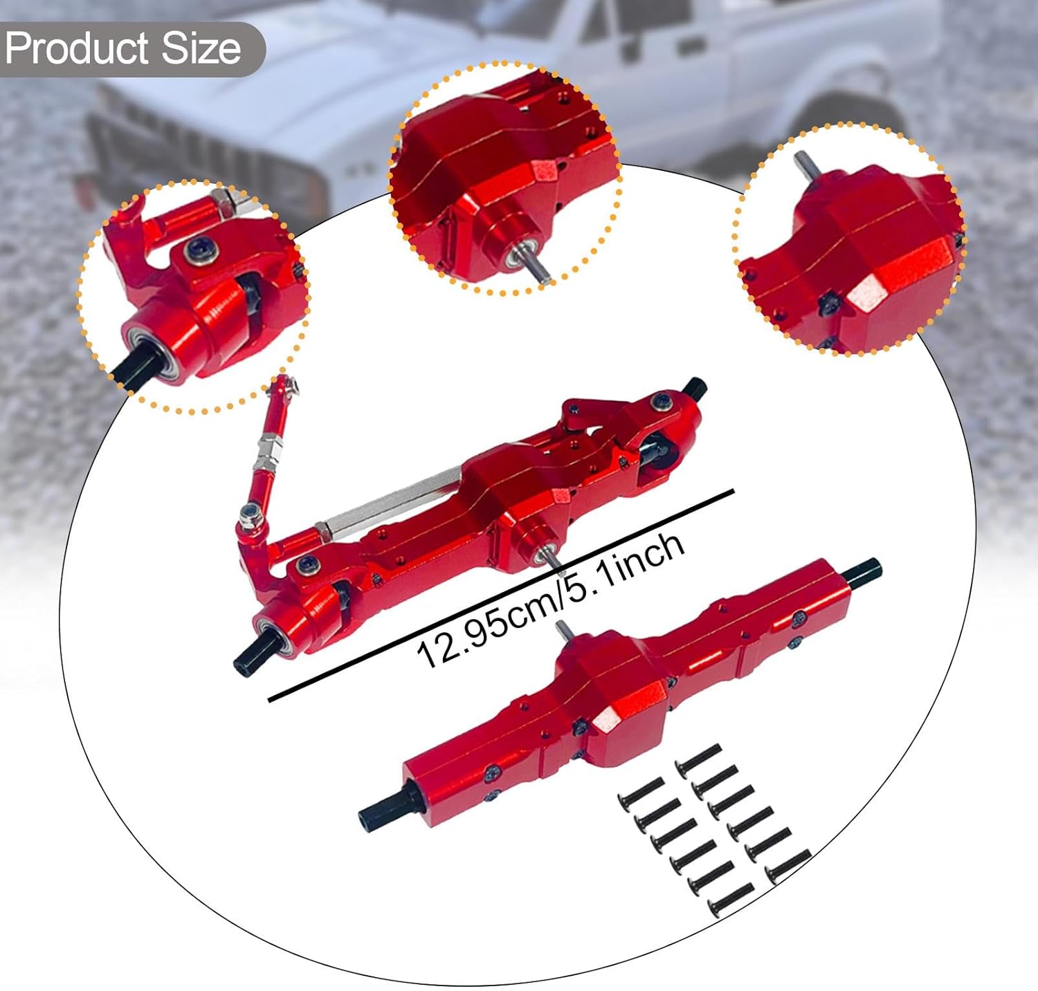 Menolana 1/16 RC Car Front and Rear Axle Set Replace Parts Accessories Sturdy Easy to Install Metal for WPL B16 B14 C14 Toy Vehicles, Red