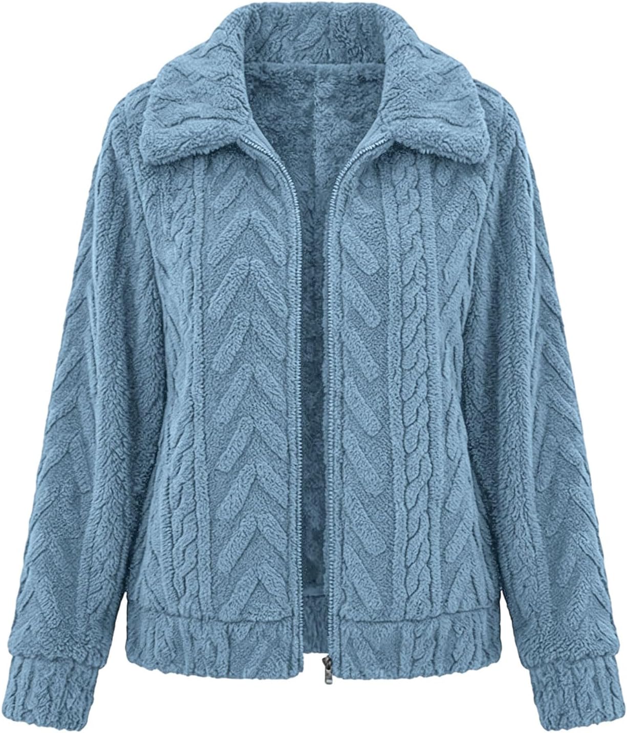 Sherpa Fleece Jacket Women Zip Up Fuzzy Jackets Warm Winter Coats
