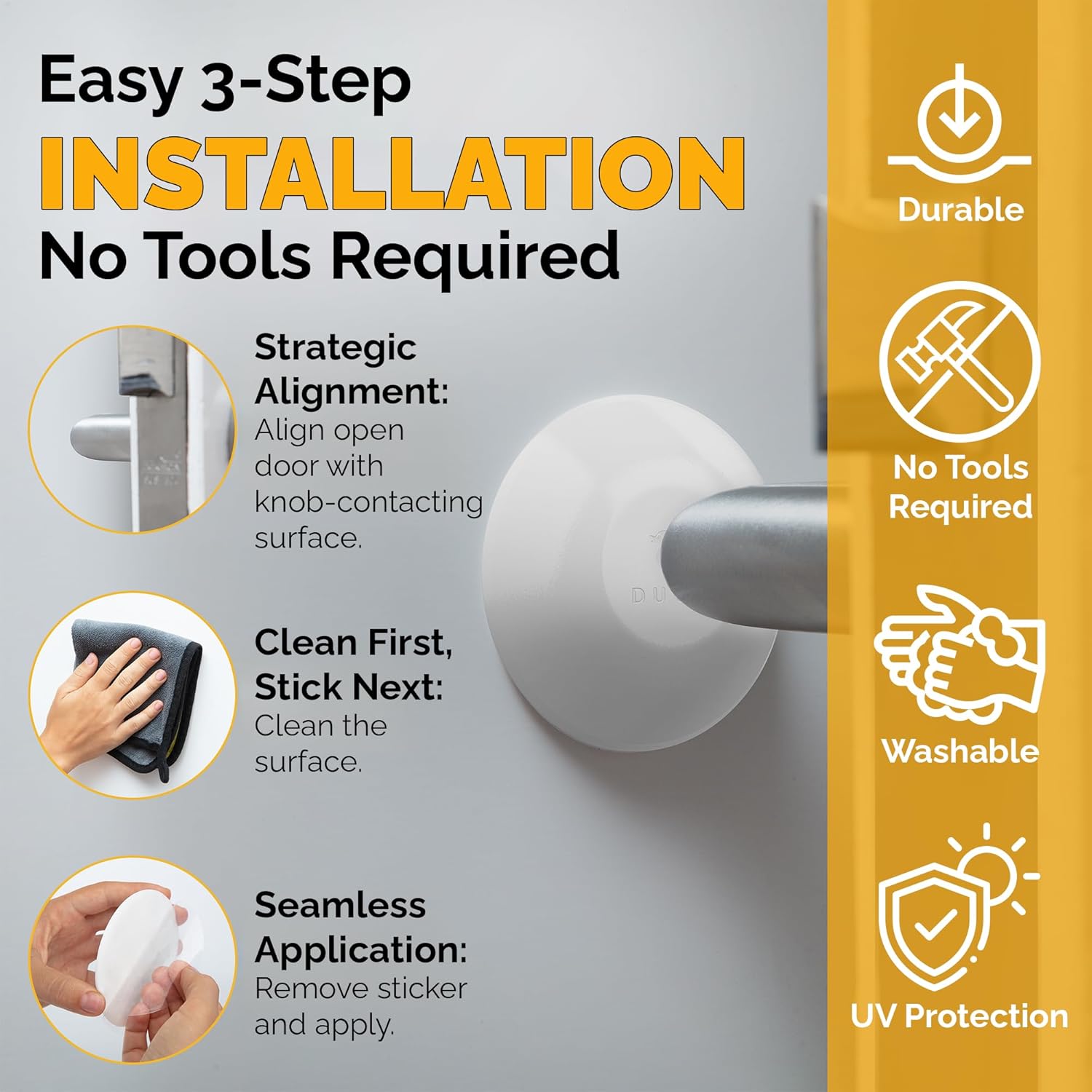 Ducki Door Wall Bumper Protector - Self Adhesive Stopping Shield Prevents Damage & Noise for Knob Handle, Refrigerators, Furniture Home or Office, Shock Absorbing, Discreet, Reusable - 8 Pack White
