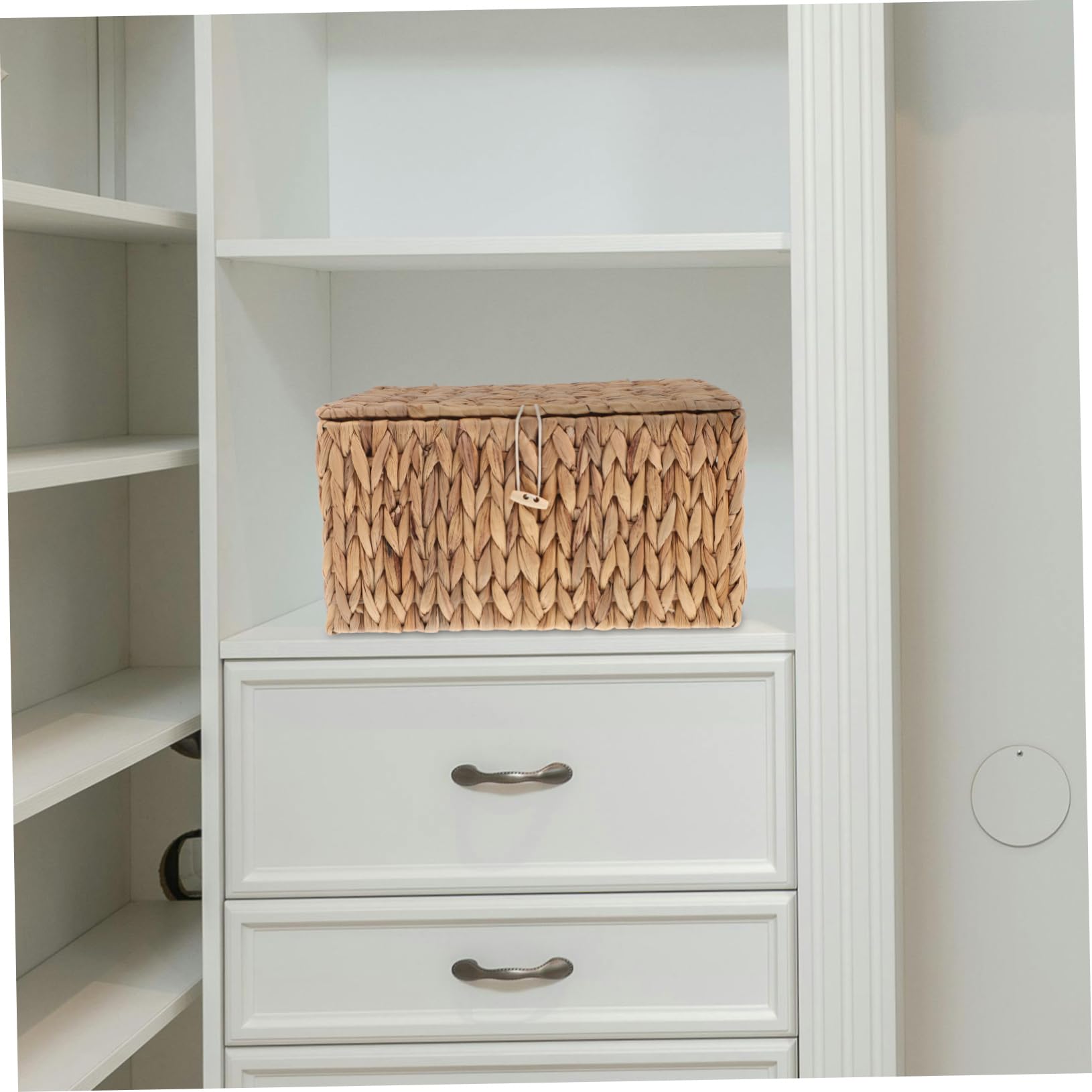 Cabilock Cesta de Almacenamiento Rectangular Tejida, Resistente, Multifuncional, con Tapa, Hogar