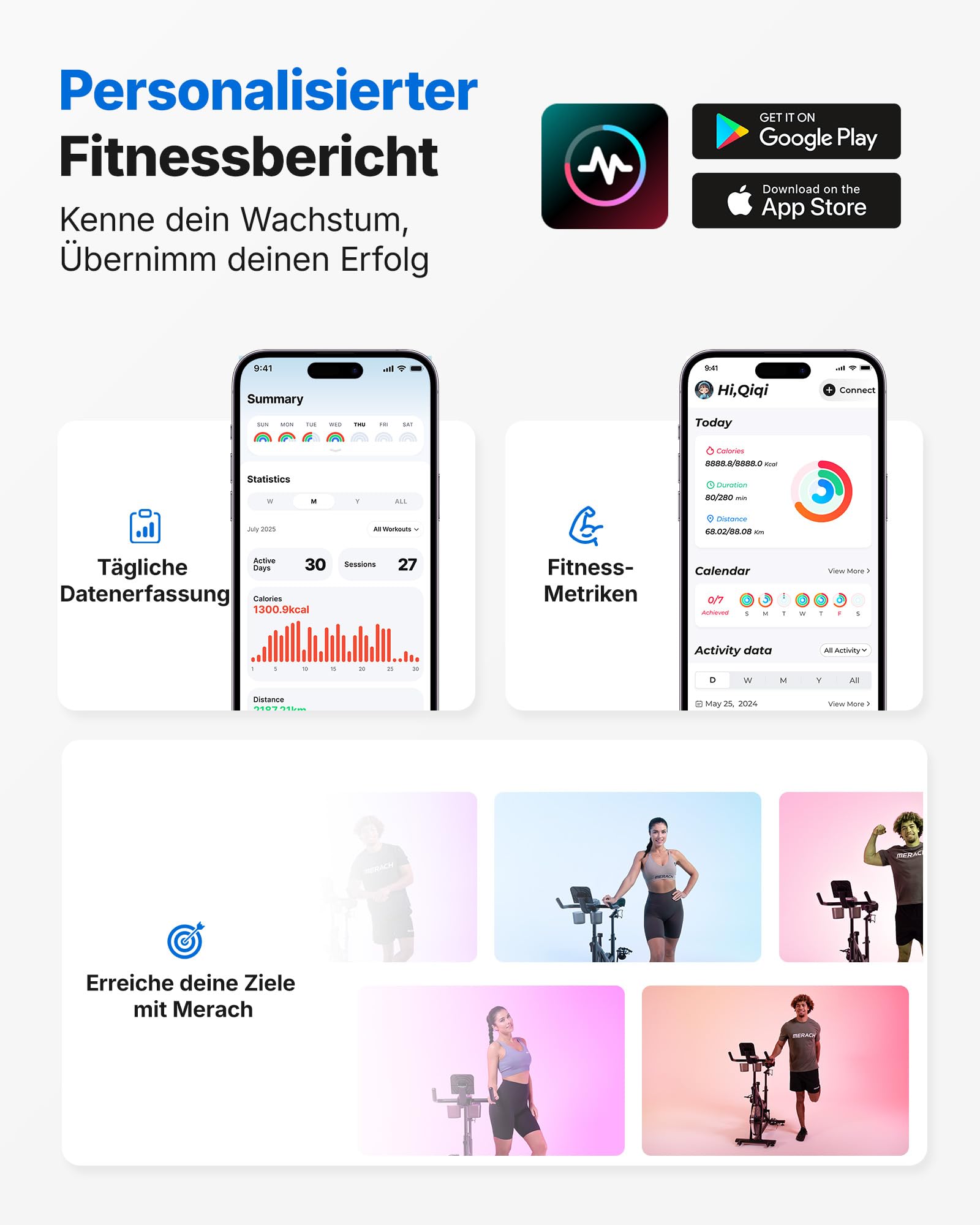 MERACH Heimtrainer Fahrrad mit Verstellbarem Widerstand, Leises Hometrainer Fahrrad mit Verbessertem LED-Monitor, Tablet-Halter, Indoor Cycling Bike für Kardiotraining zu Hause, Eigener App, Bis 136KG
