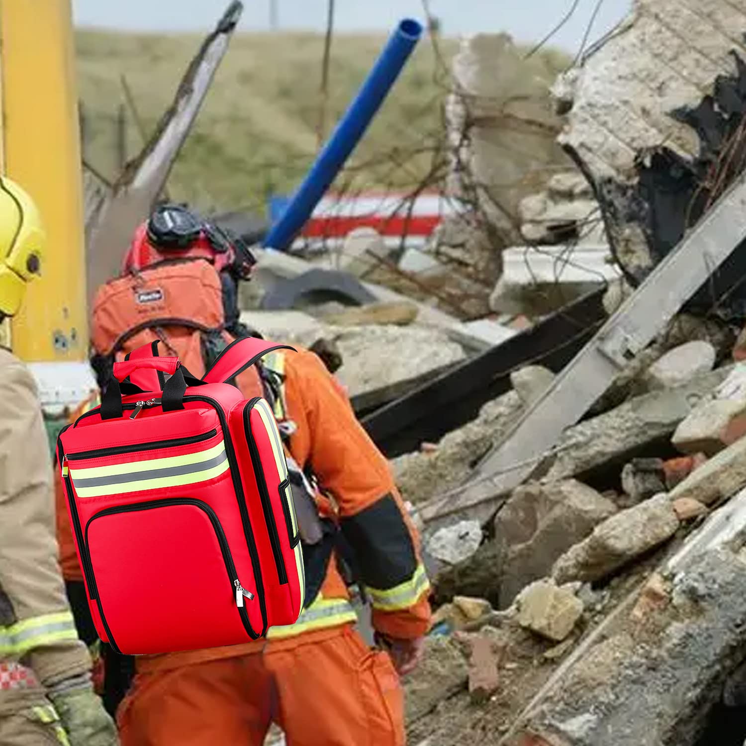 Erste Hilfe Rucksack Leer, Groß Medizinische Trauma Tasche, Notfalltasche Rettungstasche mit Tragegriff für Rettung, Taktische, Pflege Rot
