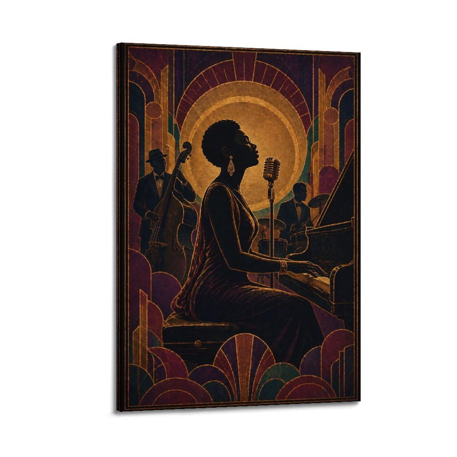 Okngb Frame-Style Vintage Harlem Style Jazz Band Club Poster Decorative Painting Canvas Art Picture 24X36inch(60X90cm)