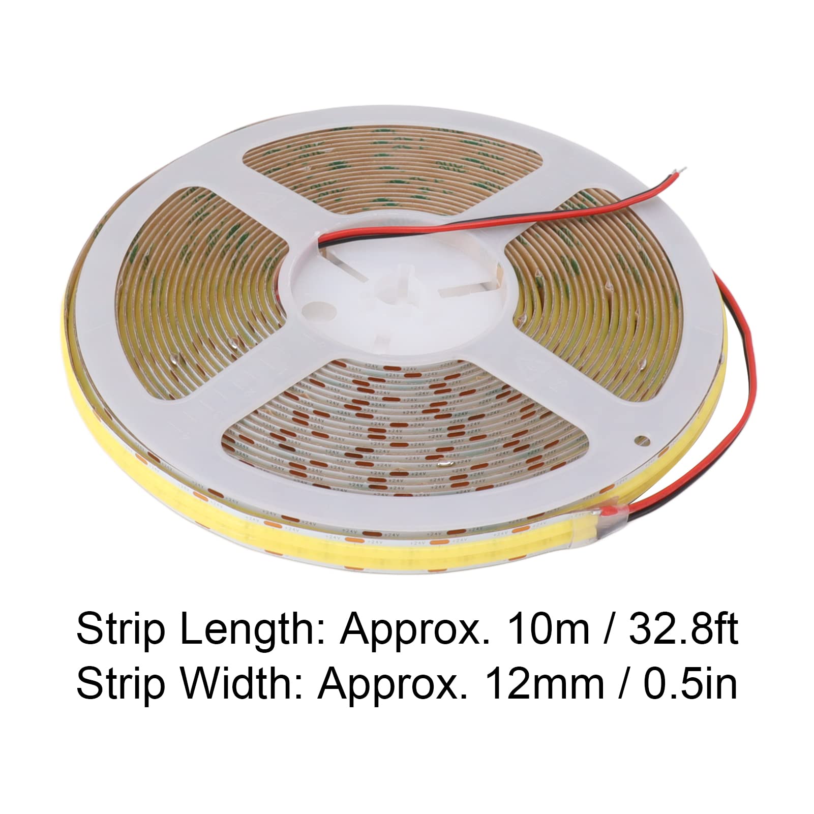 Aramox COB-LED-Lichtband, mit Silikonkleber, 32,8 Fuß, 24 V, Zweireihig, 600 LEDs, 24 W, 180 Grad, Gleichmäßiges Leuchten, für Schrank, Küche, Spiegel, Schlafzimmer, DIY (6000K Weiß)