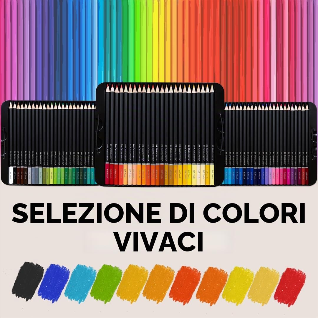 Castle Art Supplies Set di 72 matite colorate, morbide dai colori vivaci
