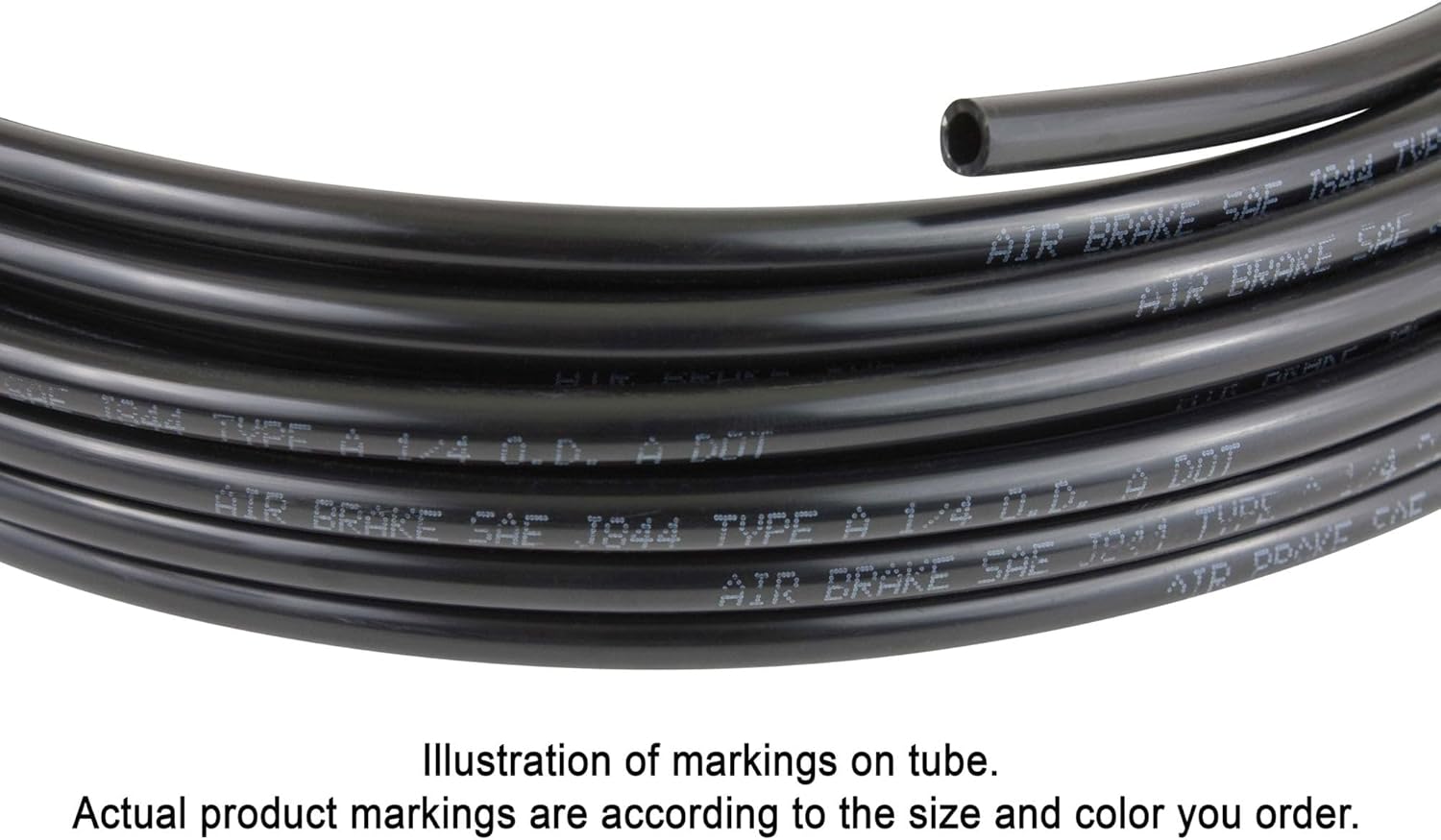 Mytee Products 1/2" OD x 50' Black SAE J844 Nylon Air Brake Tubing DOT Approved | Pneumatic Nylon Air Line Hose for Air Brake System