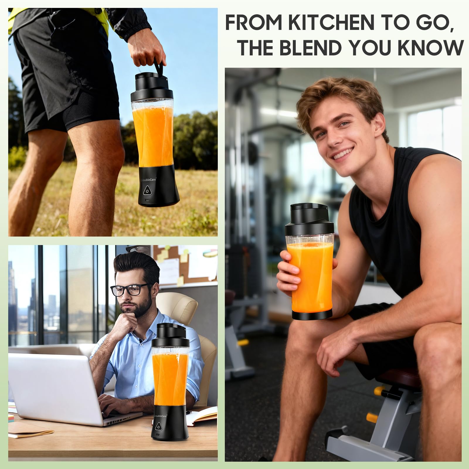 Batidora de Vaso Eléctrica 700ml, Batidora de Batidos, Trituradora Multifuncional, Licuadora USB Recargable 6000mAh con 6 Cuchillas 3D, IP67, Autolimpieza de Un Toque - Negro