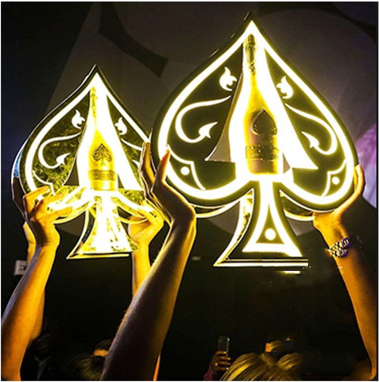 Champagne VIP Bottle Presenter, Ace of Spade Champagne Bottle Presenter Suitable for Clubs, Bars, Parties Bottle Service Sparklers