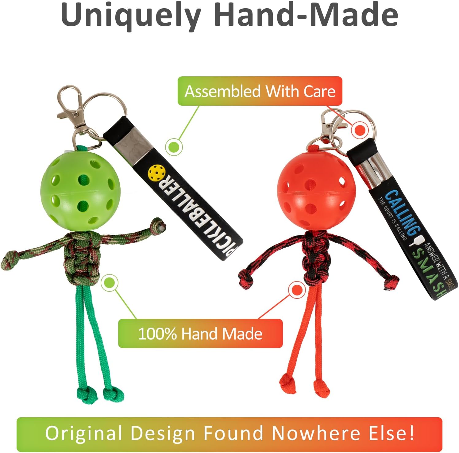 6Pcs Pickleball Handmade Keychains, Inspirational Gifts for Pickle ball Lovers Women Men, Cute Unique Design in 6 Colors image 3