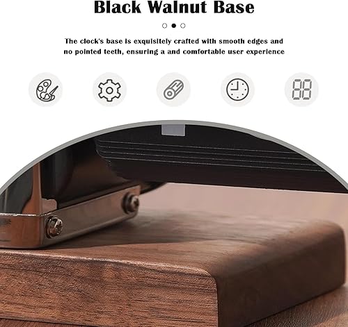 Miniatura 5 de VBESTLIFE Reloj digital retro abatible, funciona con pilas, reloj de mecánico clásico, base de nogal negro, para decoración del hogar y la oficina