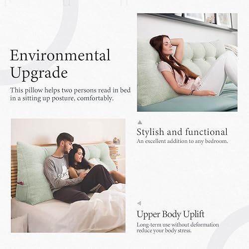 Miniatura 5 de Funda de almohada para cabecero, funda de almohada grande de cuña para cama, triangular, almohada de lectura, soporte de espalda, funda de almohada