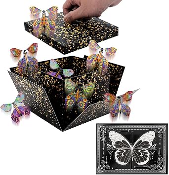 WCHOSOZH Butterfly Explosion Gift Box with Birthday Card, Black