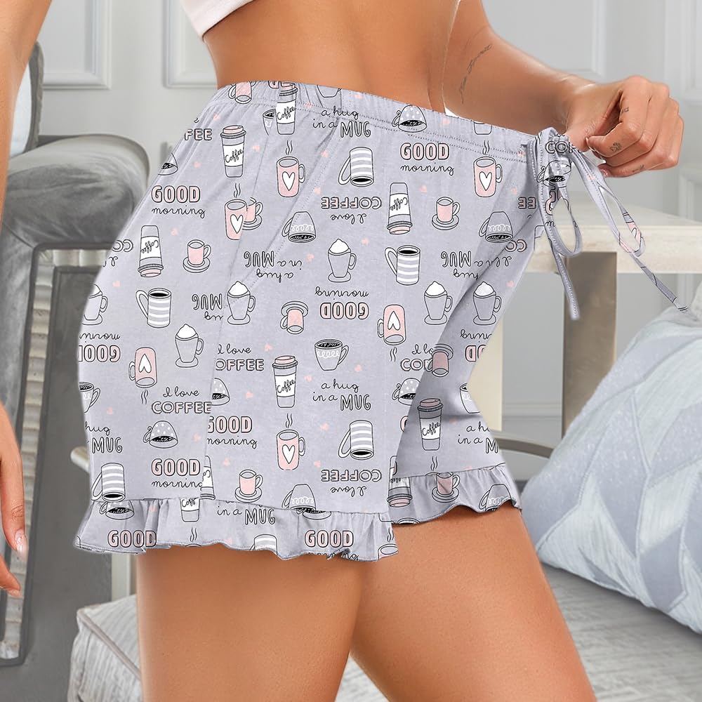 SWOMOG Women's Pajama Shorts Comfy Lounge Bottoms Drawstring Sleep Shorts Casual Pj Boxer with Pockets 1 Pack/2Pack - Image 5