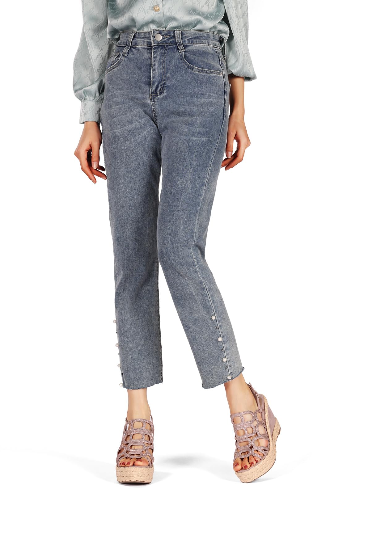 QUEEN HELENA Zeppe con Strass Sandali con Plateau Casual Donna ZM9648