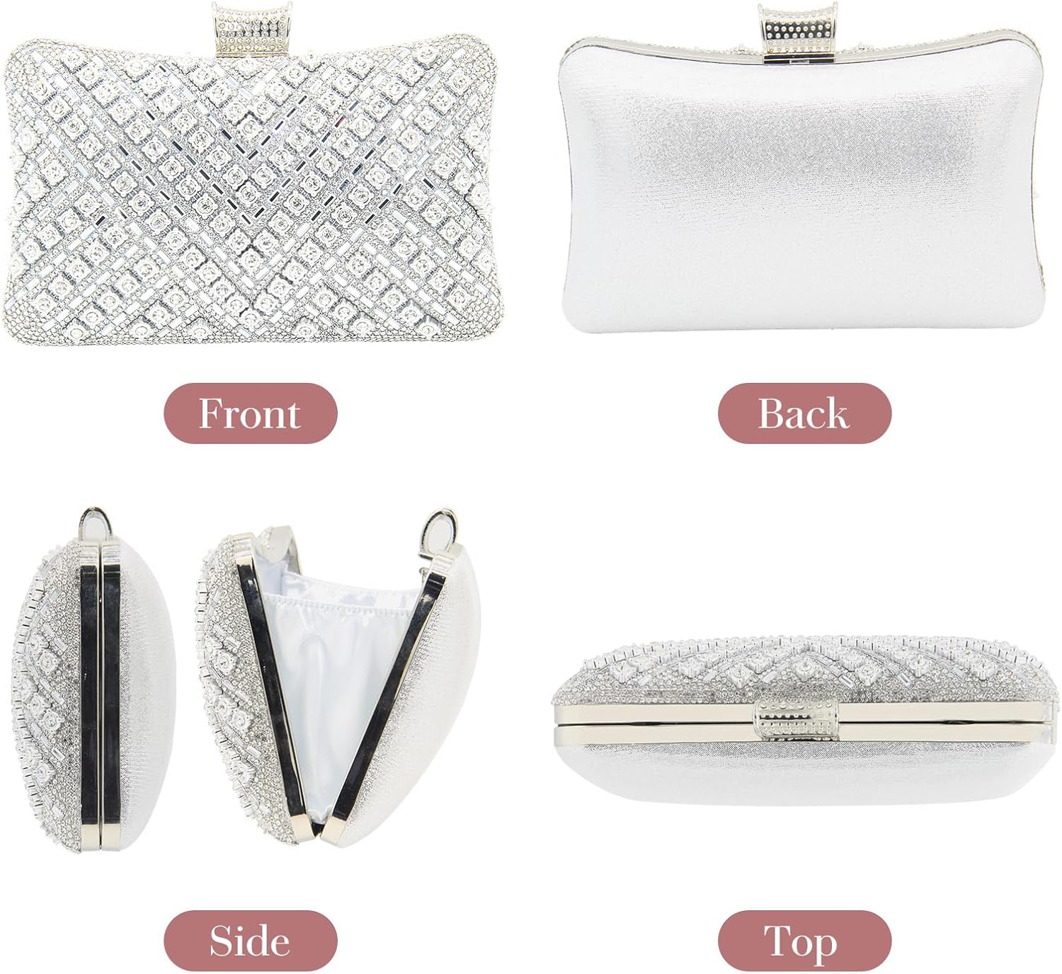 Rhinestone Clutch Purses for Women Evening Bag Sparkly Shoulder Bags Crystal Bridal Handbag for Party Prom Wedding - Image 6