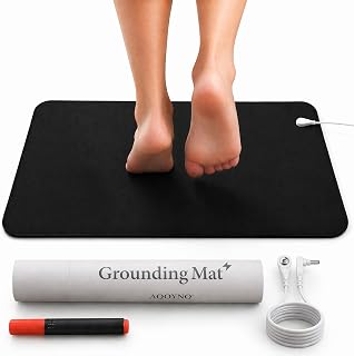 Professional Grounding Mat for Bed/Feet, 23 x 16 inches Foldable Earthing Grounding Mat with 15 Ft Cord & Tester Pen Grounding Pad for Sleep, Yoga, Meditation & Stress Relief
