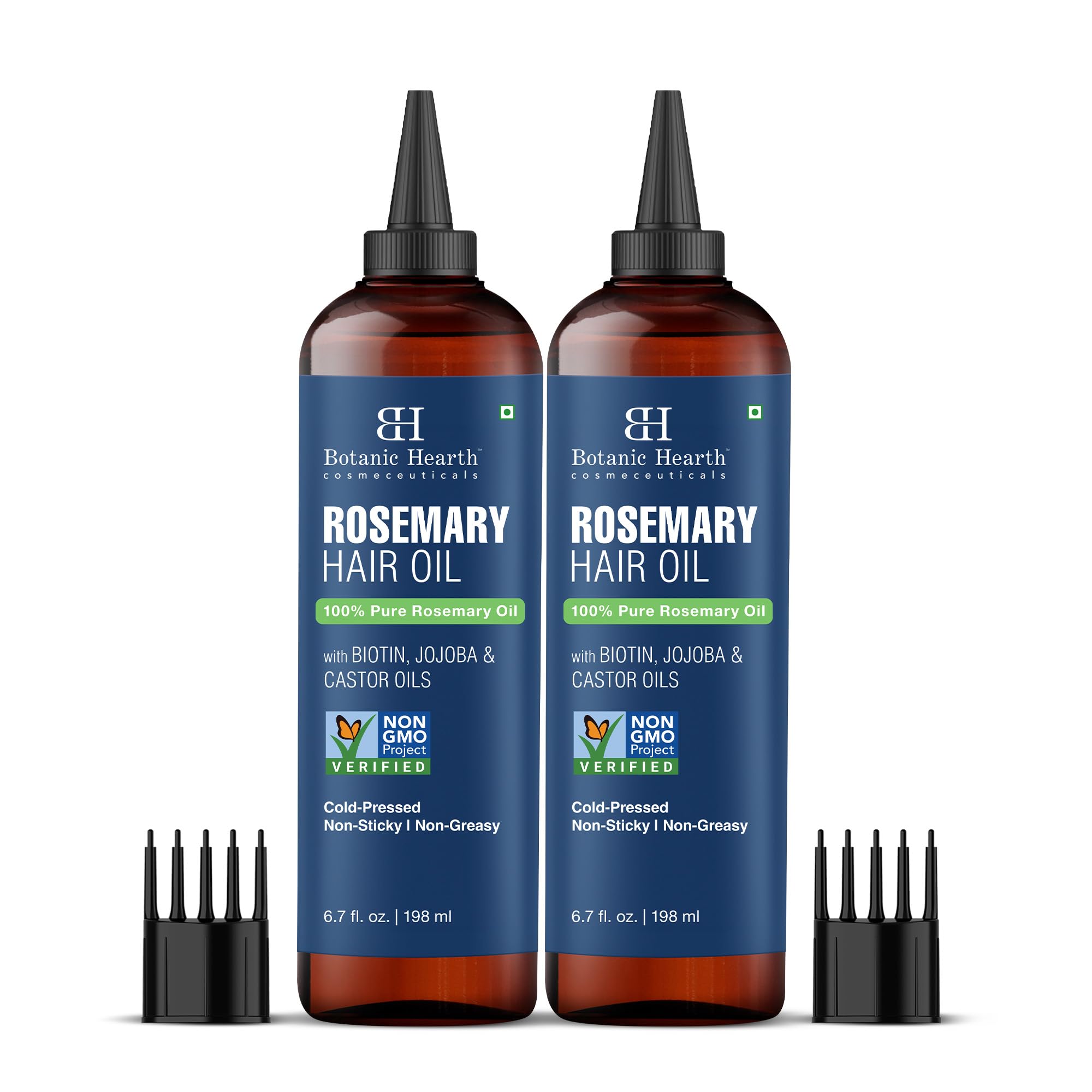 Botanic Hearth 100% Pure Rosemary Oil For Hair Growth Infused With Biotin | Hair Strenghtening Treatment | Nourishing & Volumizing | With Jojoba & Castor Oil | Non GMO | 6.7 fl oz -Pack of 2