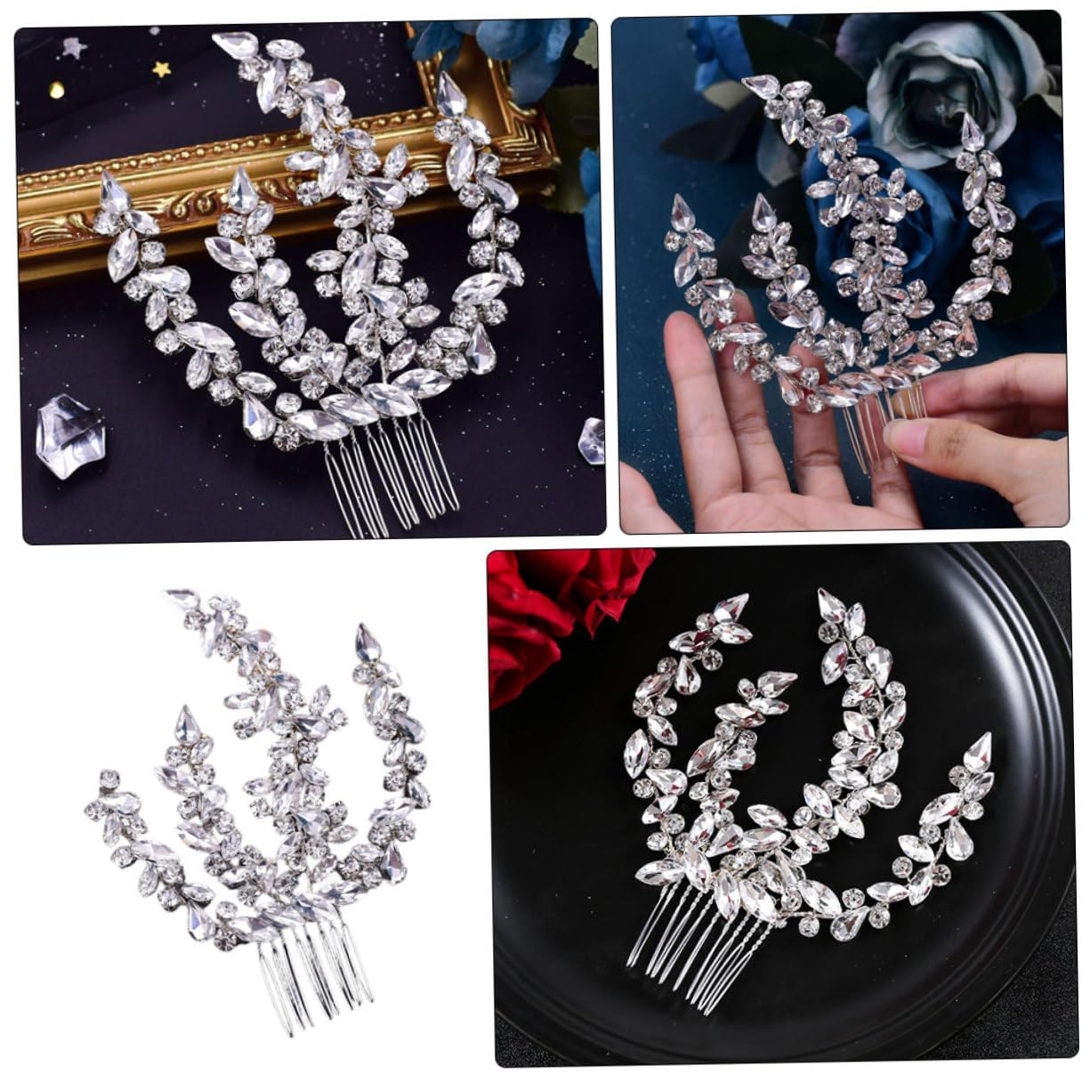 Rhinestone Hair Comb for Women Sparkly Decorative Side Combs with Flexible Design for Effortless Styling Versatile Hair Accessories for Parties and Daily Wear