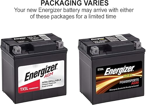 Miniatura 4 de Energizer TX5L AGM - Batería de 12 V para motocicleta y cuatrimoto, 70 amperios de arranque en frío y 4 Ahr, reemplaza YTX5L-BS y otros, color negro