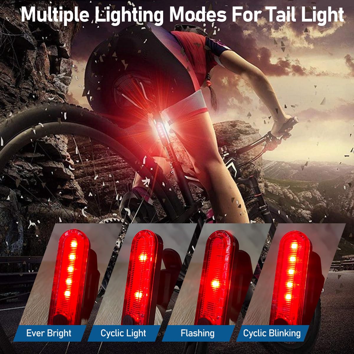 LEDHOLYT Luci solari ricaricabili della bici, luci ultra luminose della bicicletta di notte