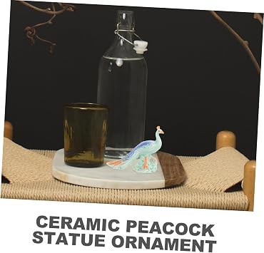 Peacock Animal Figurine Ceramic Decor with Elegant Creative, Design Ornament Beautiful Statue Decoration for Desktop Home and Tea Table
