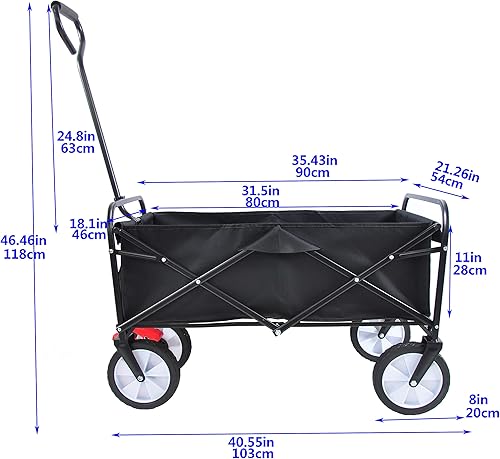 Miniatura 7 de Amebee - Carro plegable portátil de gran capacidad para patio, plegable, resistente, con ruedas de 8 pulgadas, carrito de jardín al aire libre,