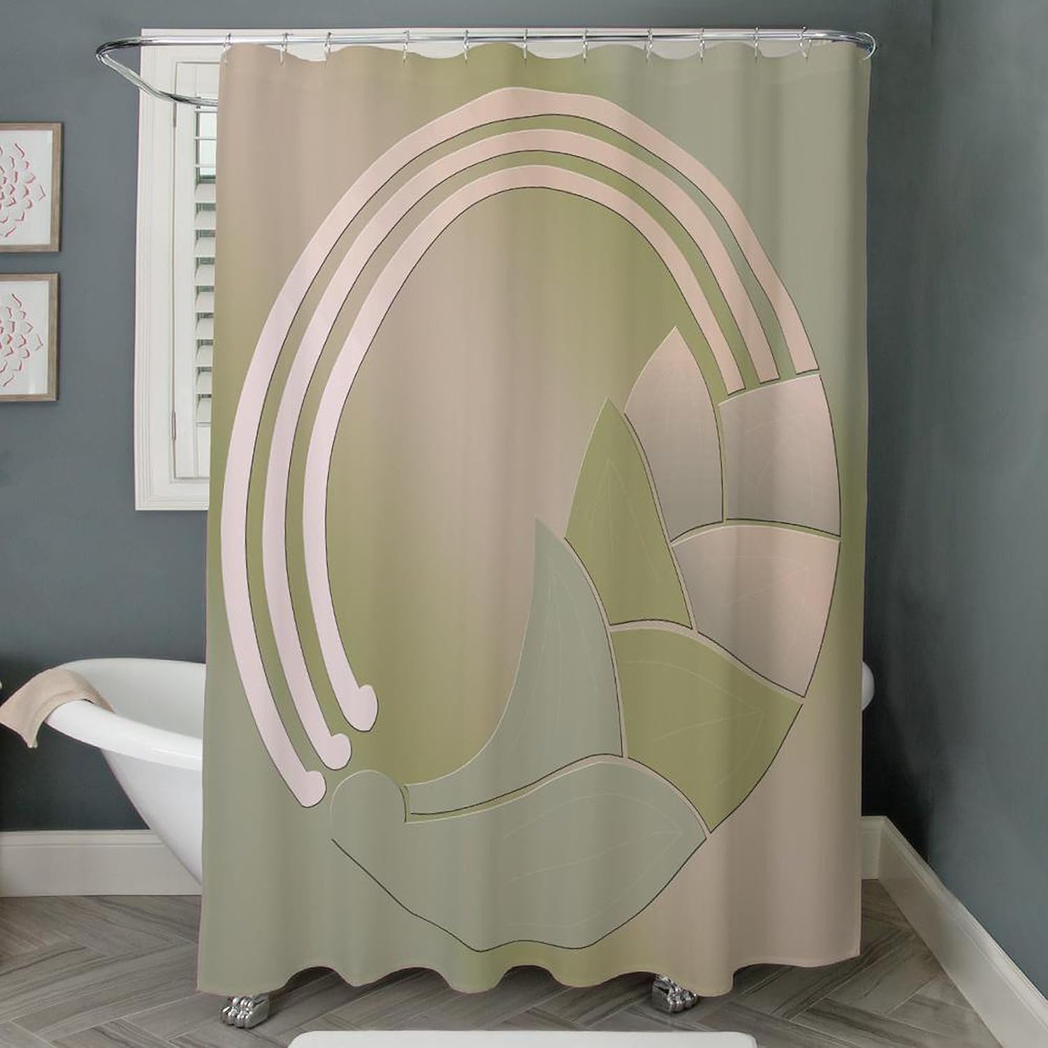 CafePress Art Deco Circle of Life Decorative Fabric Shower Curtain