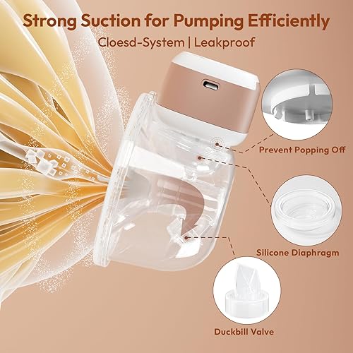 Miniatura 3 de Extractor de lactancia materna portátil, manos libres de batería de larga duración, extractor de leche eléctrico portátil con 3 modos y 9 niveles,