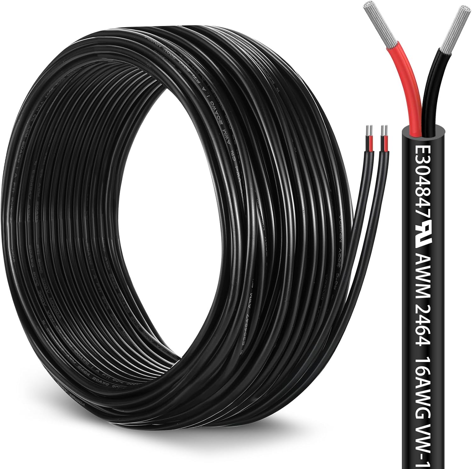 147ft 16 Gauge 2 Conductor Electrical Wire Portable Power Cable Oxygen Free Copper Flexible Low Voltage Cable for LED Strips Lamps Lighting Residential Wiring Car Circuit