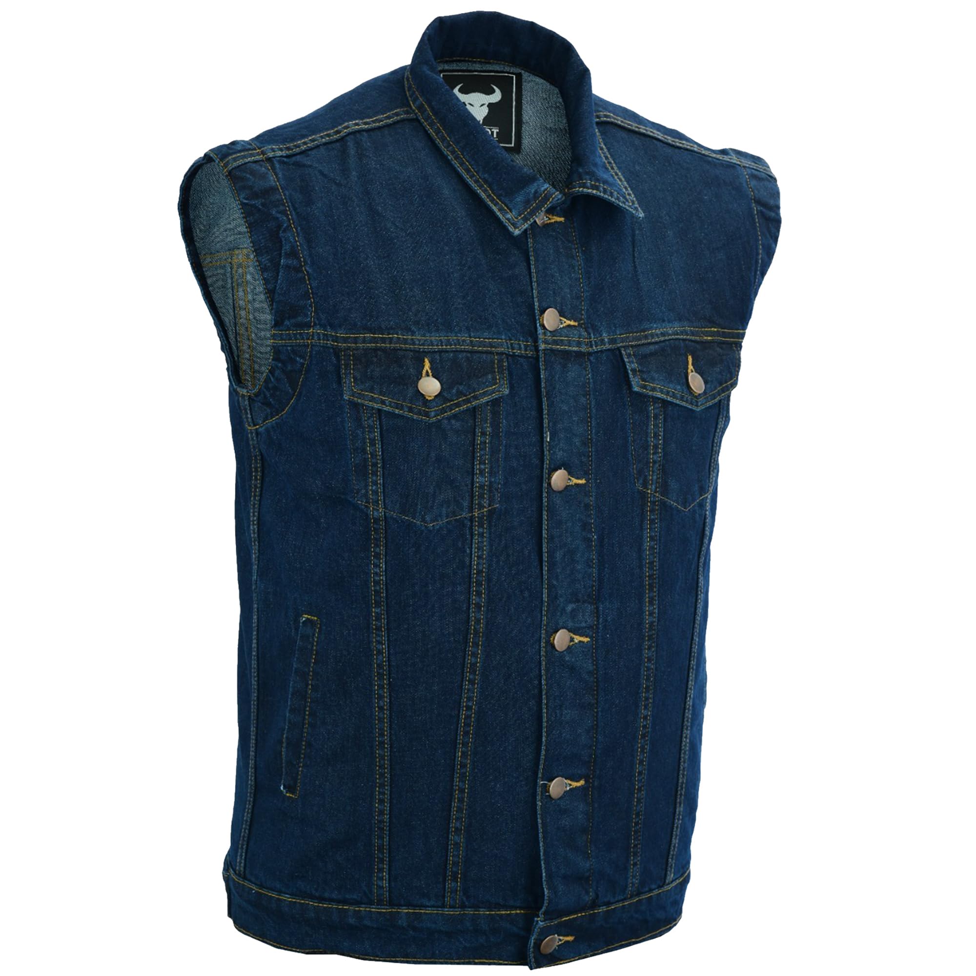 BULLDT Herren Motorrad Denim Biker Jacke - Stilvolle Trucker Weste mit Kragen Vintage Klassisches Design 100% Baumwolle