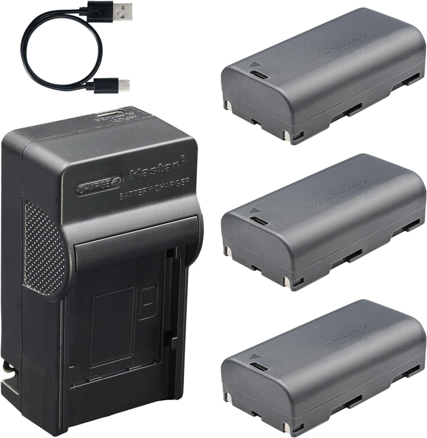 Kastar 3-Pack Battery and AC & USB-C Charger, Compatible with SB-L160 SB-L110A, Samsung SC-L SC-W VM-A VM-B VP-L VP-W Series, Mamiya Leaf Aptus AFI, Wisycom MPR Series, NEC Thermal, TOA TS Systems