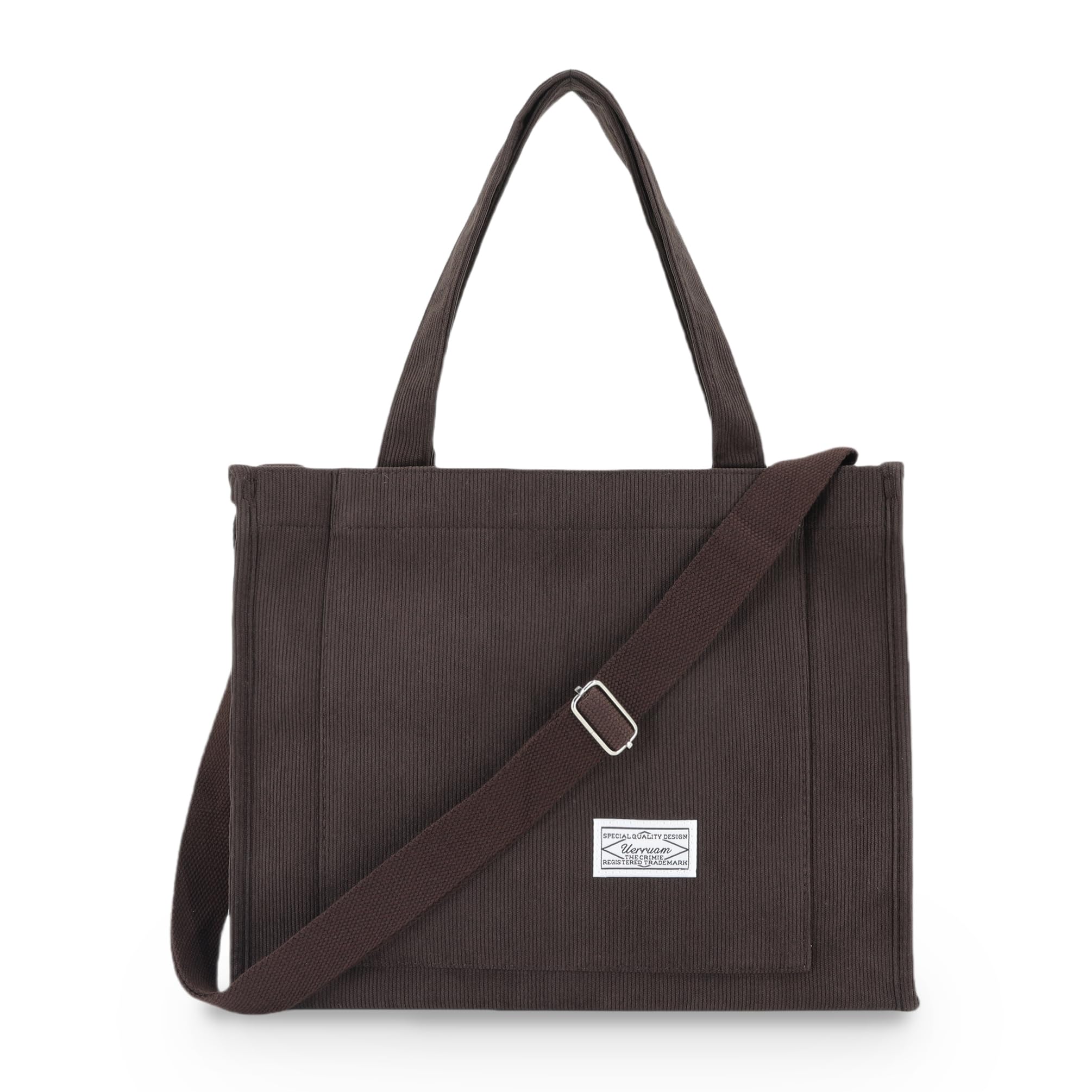 UERRUAM Corduroy Tote Bag for Women Work Crossbody Purse for Everyday,College,Travel,Lightweight Handbag Adjustable Strap