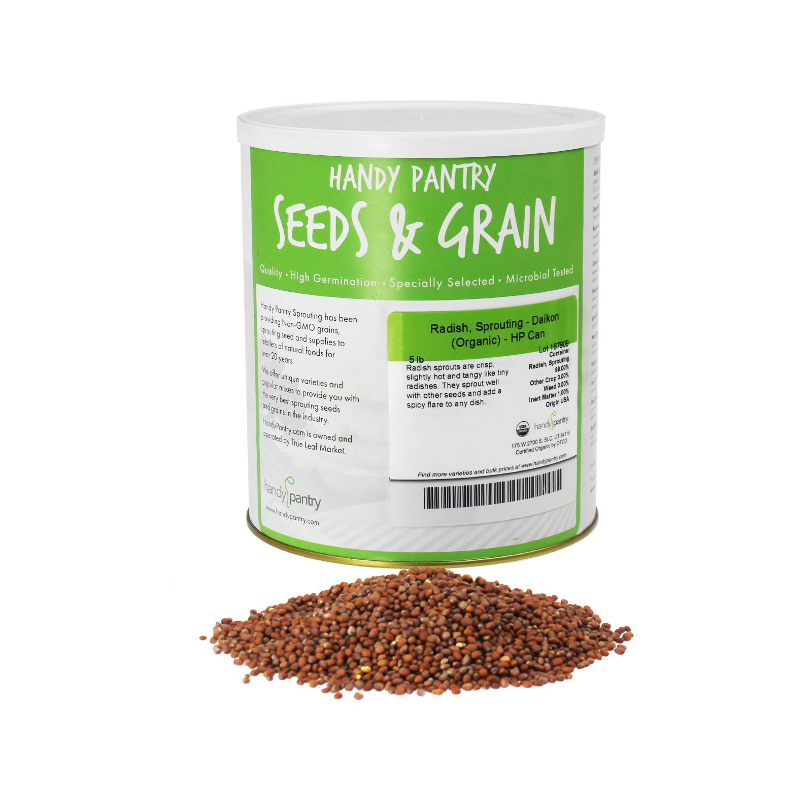 Handy Pantry Rettich Sprossensamen aus kontrolliert biologischem Anbau - Sprossensamen für Sprossen - 2,3 kg