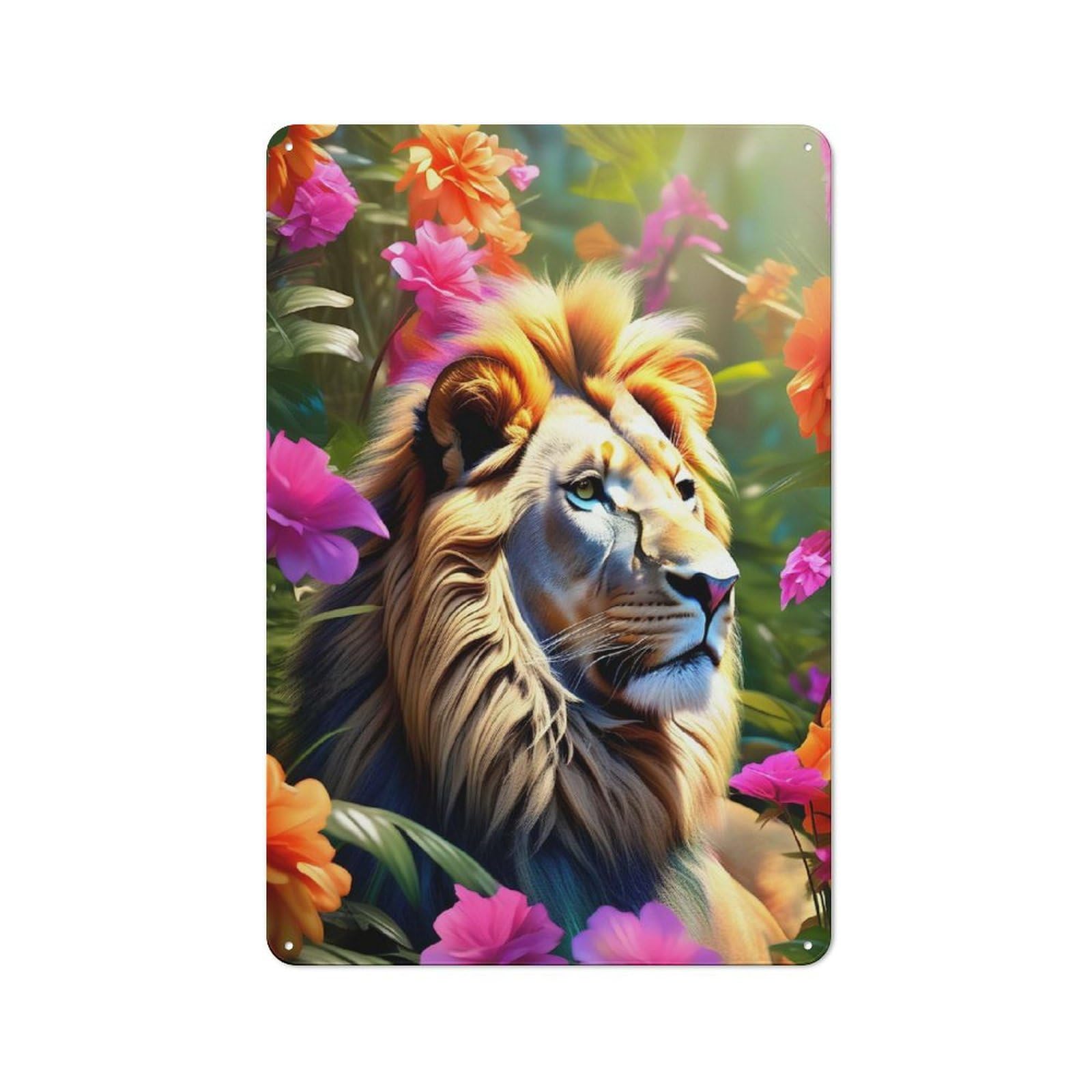 Junmoney Floral Roar Metal Plaque 30X20cm With For Pub Or Café, Retro Decor, For Pub Decor Enthusiasts Refreshing A Room In Autumn