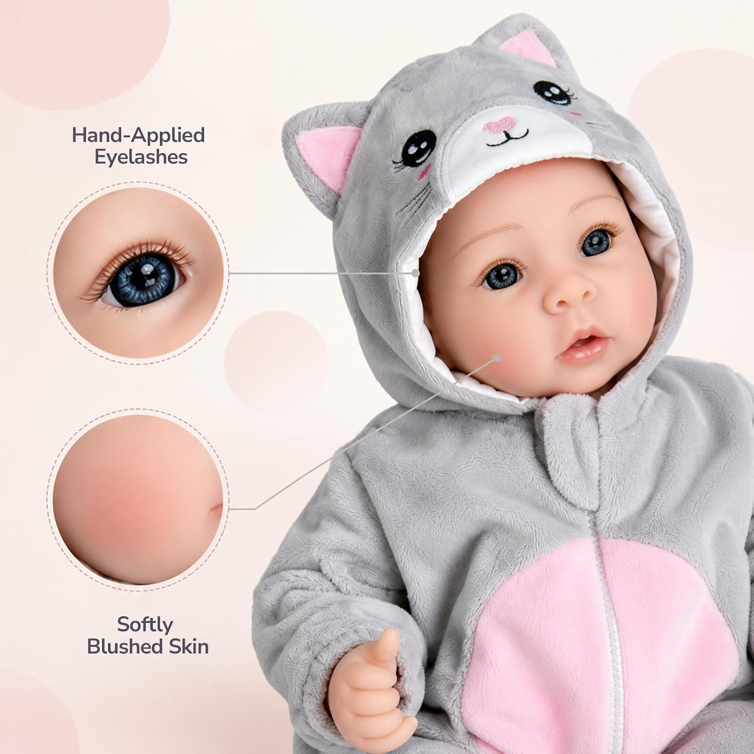 Aori Lifelike Baby Dolls, Realistic Baby Girl with Lightweight Body image 2