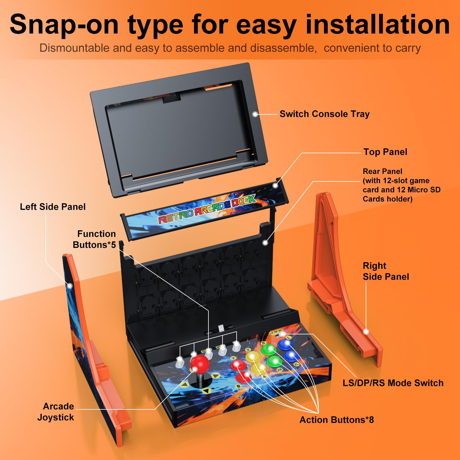 Switch Arcade Stick pour Nintendo Switch/OLED/Switch 2, machines d'arcade rétro pour maison et armoire de jeu d'arcade pour Street Fighter version capture d'écran – Pas de voix (écran non