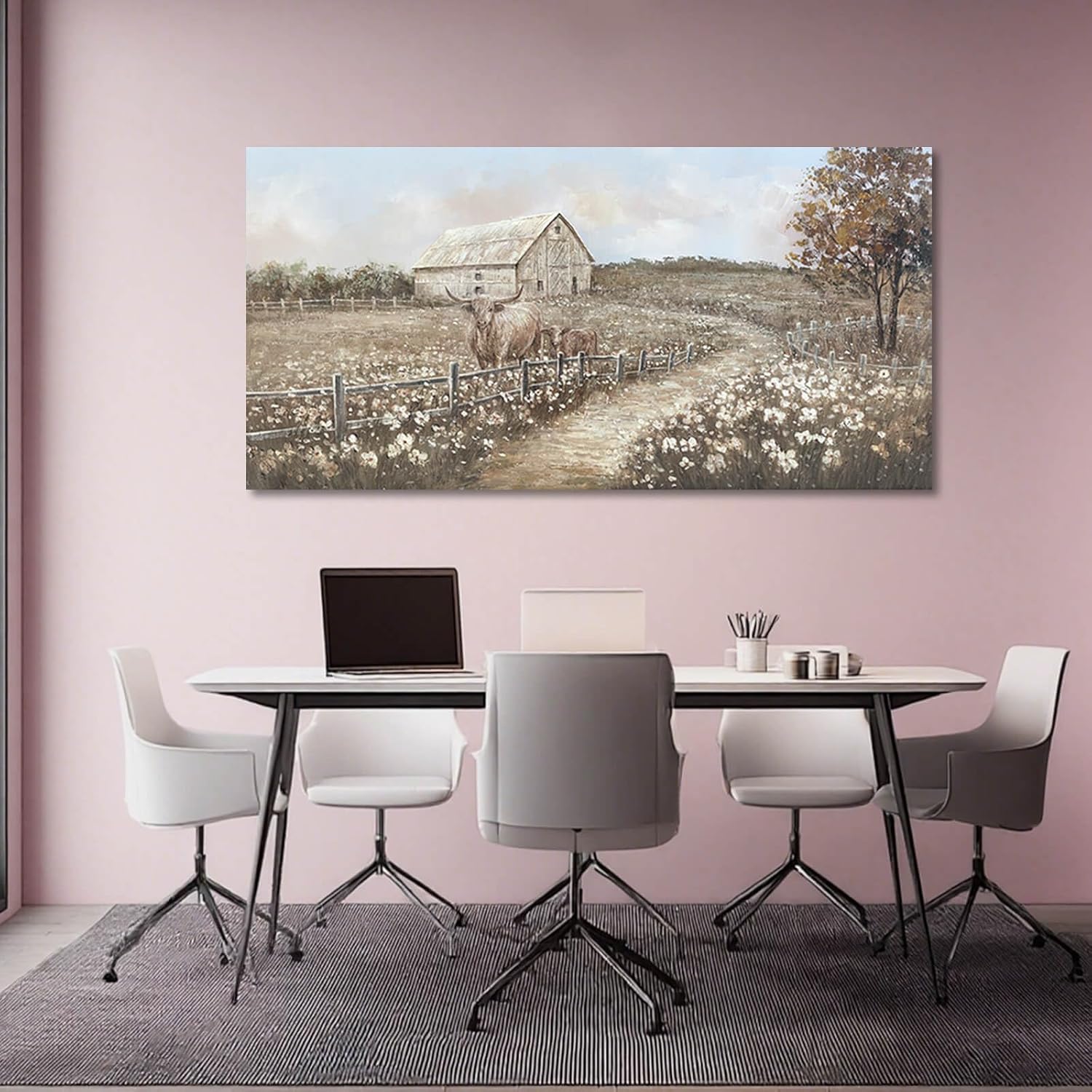 LEVERUP Autumn Canvas Wall Art Floral Canvas Wall Artwork 29×58 Inch Animal Pictures Home Decor for Living Room Large Farmhouse Wall Decorations - Image 2