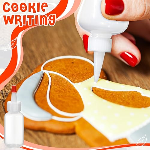 Miniatura 3 de Mifoci 100 botellas de escritor exprimibles con tapa roja, botella exprimible de Caperucita Roja, botella redonda Boston, adecuada para aderezos,