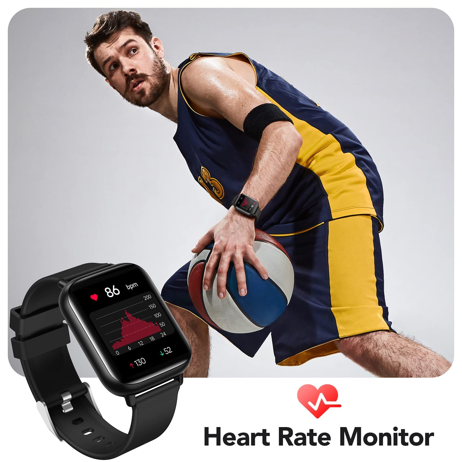 Parsonver Reloj Inteligente Hombre, 1.69" HD Smartwatch Deporte Impermeable IP68 Tracker Fitness con Monitor de Frecuencia Cardíaca Cronómetro Podómetro Calorías Pulsera Inteligente para