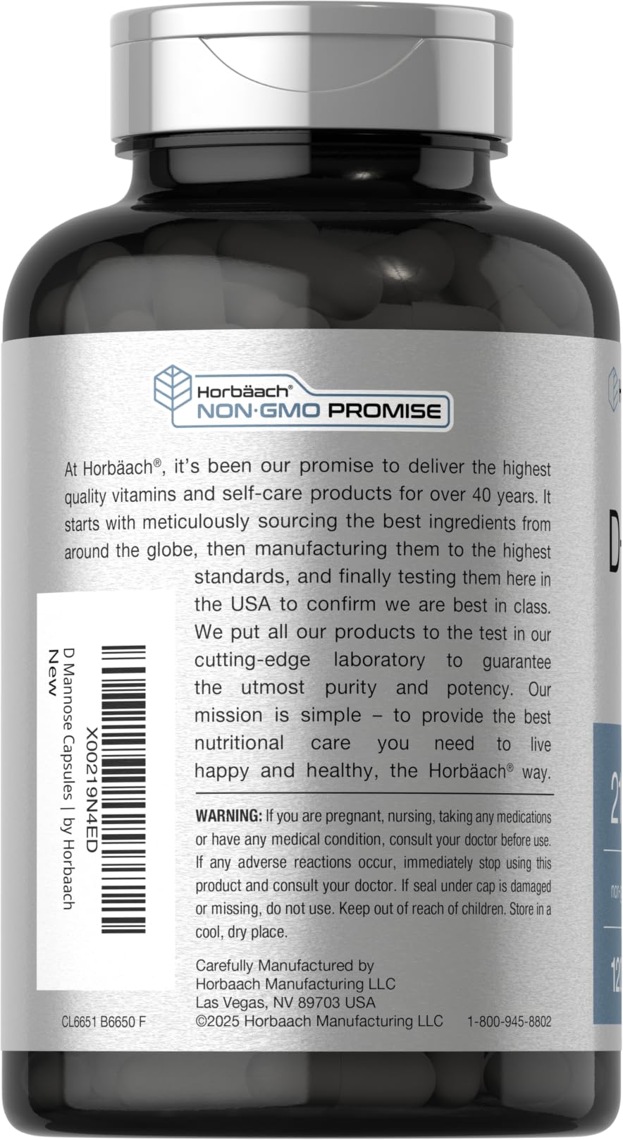 Horbäach D - Mannose Supplement 2100mg | 120 Capsules — Amazon image 3
