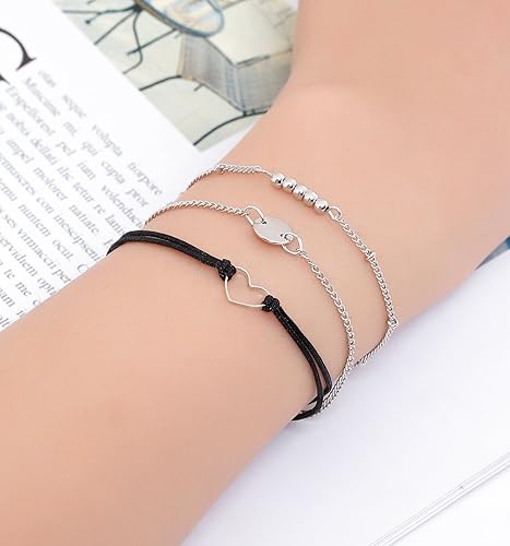 Miniatura 3 de Juego de brazaletes Xocartige para uso escalonado, con cuentas variadas, ajustables