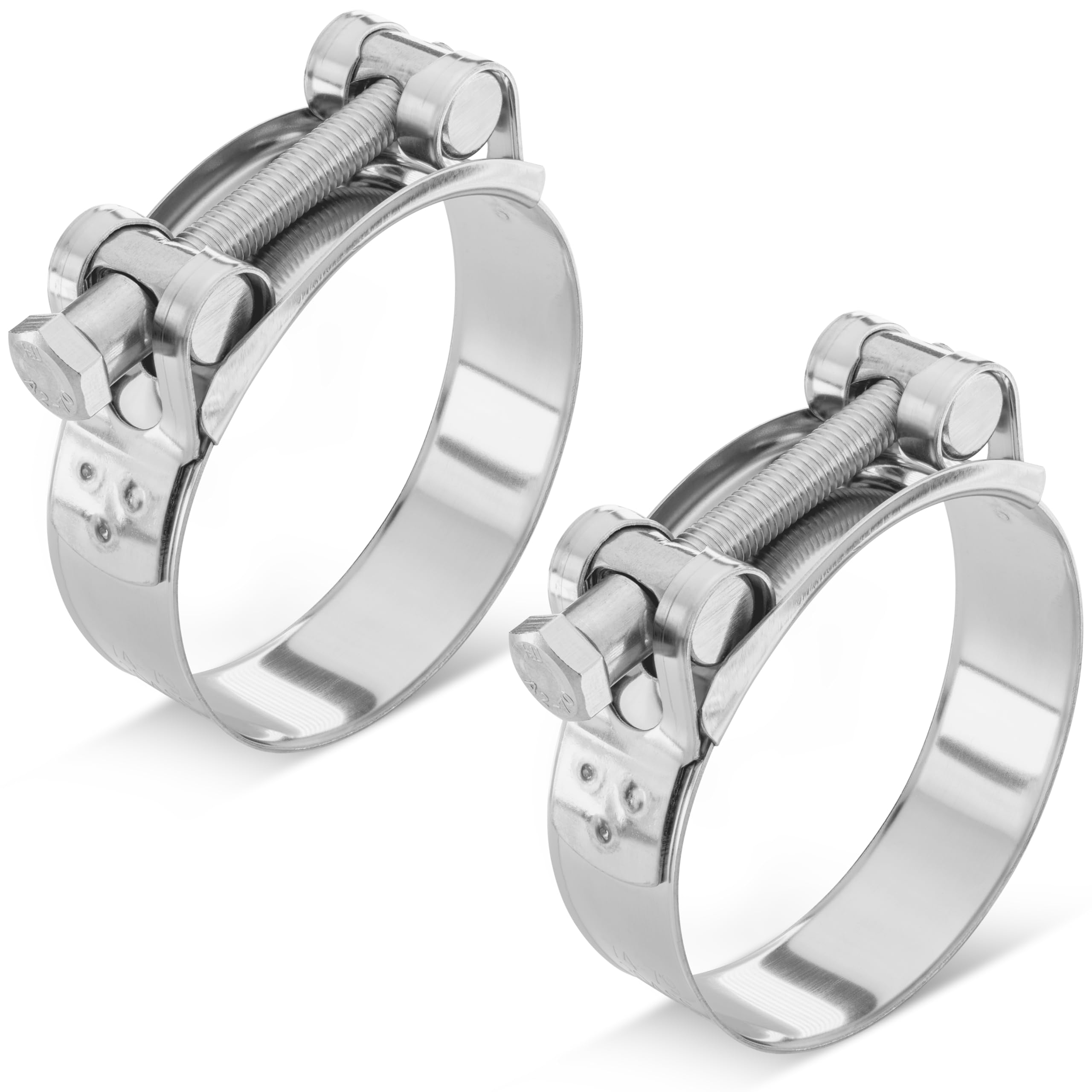 Poppstar 2 Pieces T-Bolt Hose Clamps Stainless Steel Clamping Width 74-79mm, Width 24mm, W4