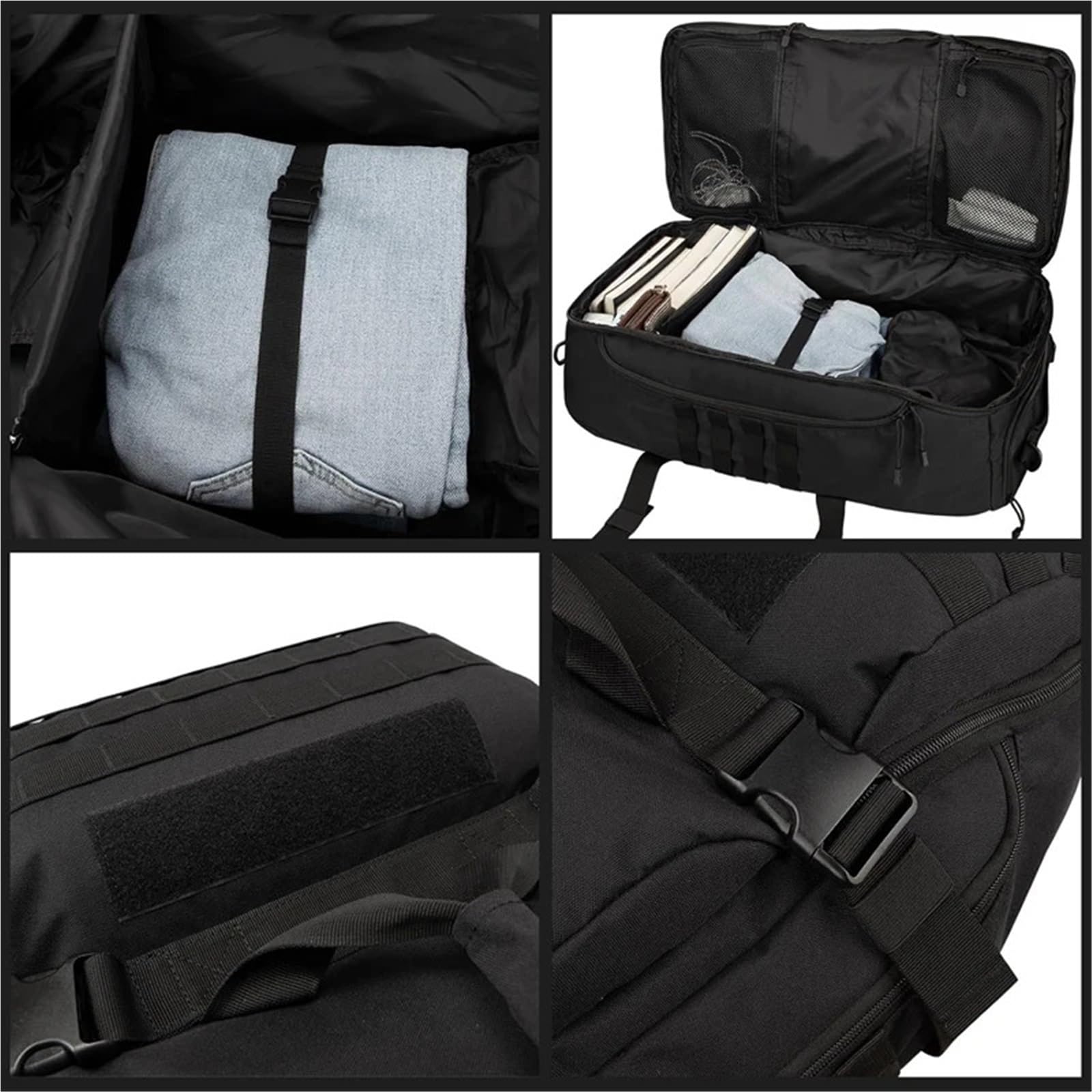 Duffle Bag Fitnesstasche 30 45 80L wasserdichte Reisetaschen Gepäcktaschen mit großem Fassungsvermögen Herren Seesack Reisetasche Wochenendtasche Seesäcke(XL Black)