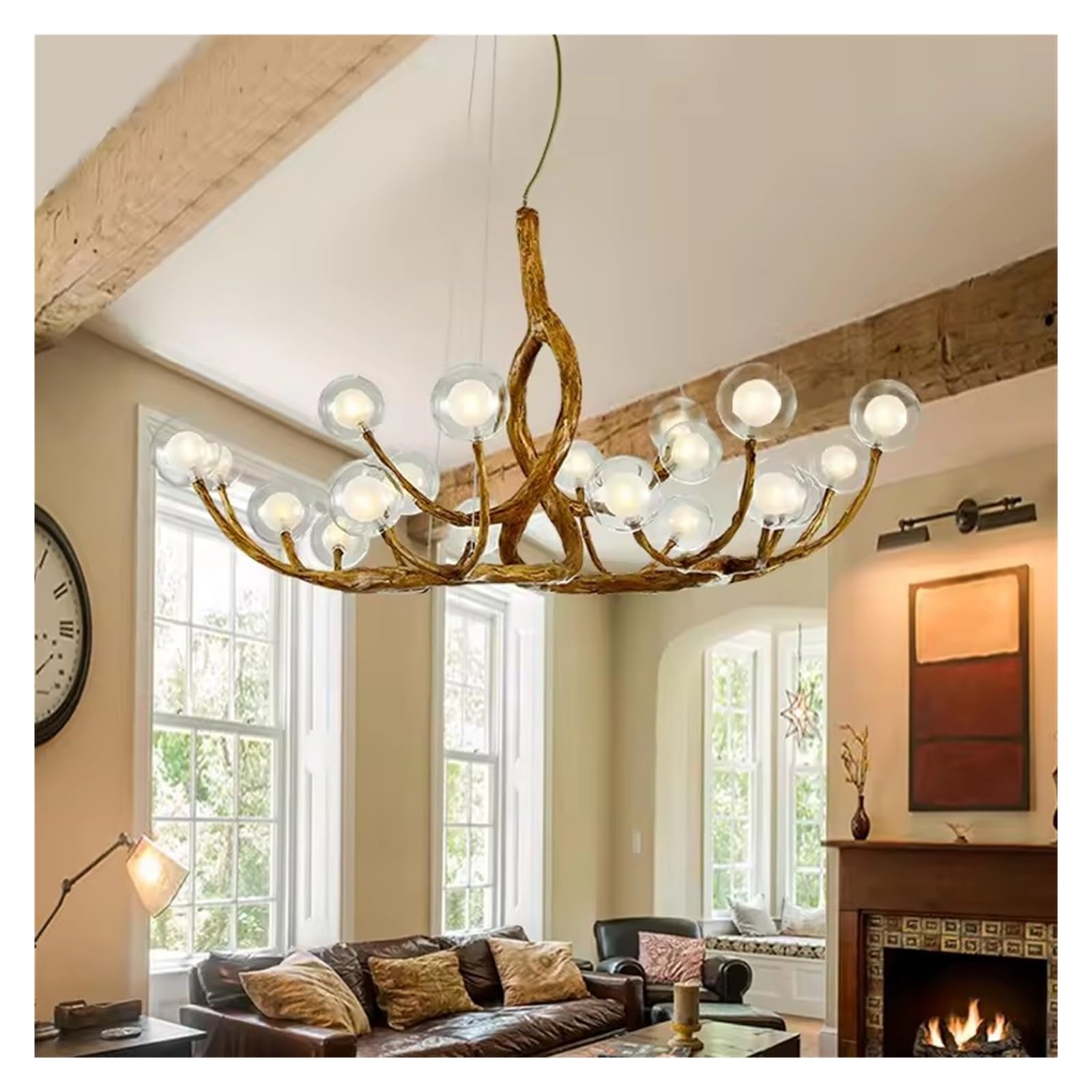 CSXSXAUO Nordic Tree Branch Chandelier Creative Resin Pendant Light Retro LED Fixture for Living Dining Room Hotel Lobby Lighting Lustre