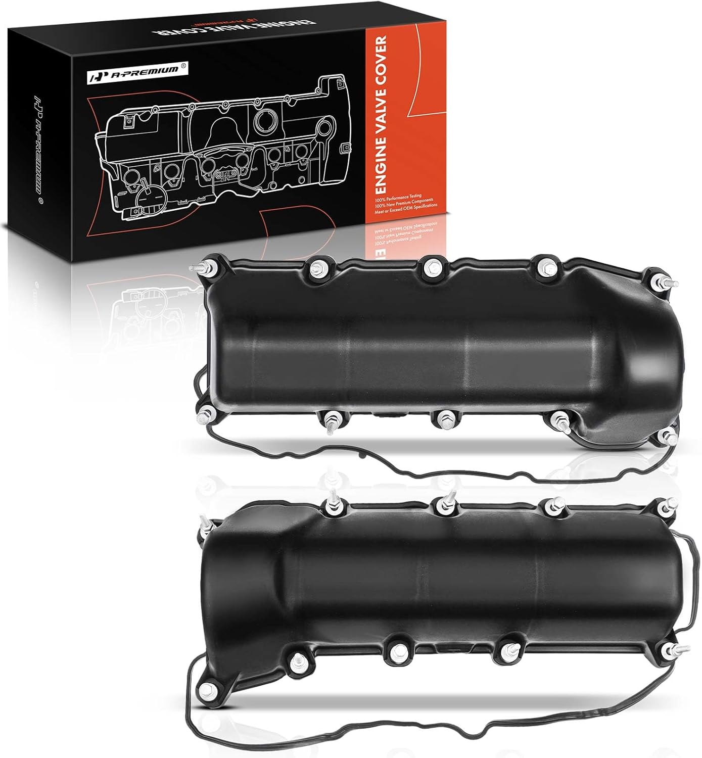 A-Premium Left Right Side Engine Valve Cover with Valve Cover Gasket & Bolt Compatible with Dodge Jeep 2002-2012 - V6 3.7L - Ram 1500 Dakota Durango Nitro Liberty - Replace # 53021937AC 53021938AB