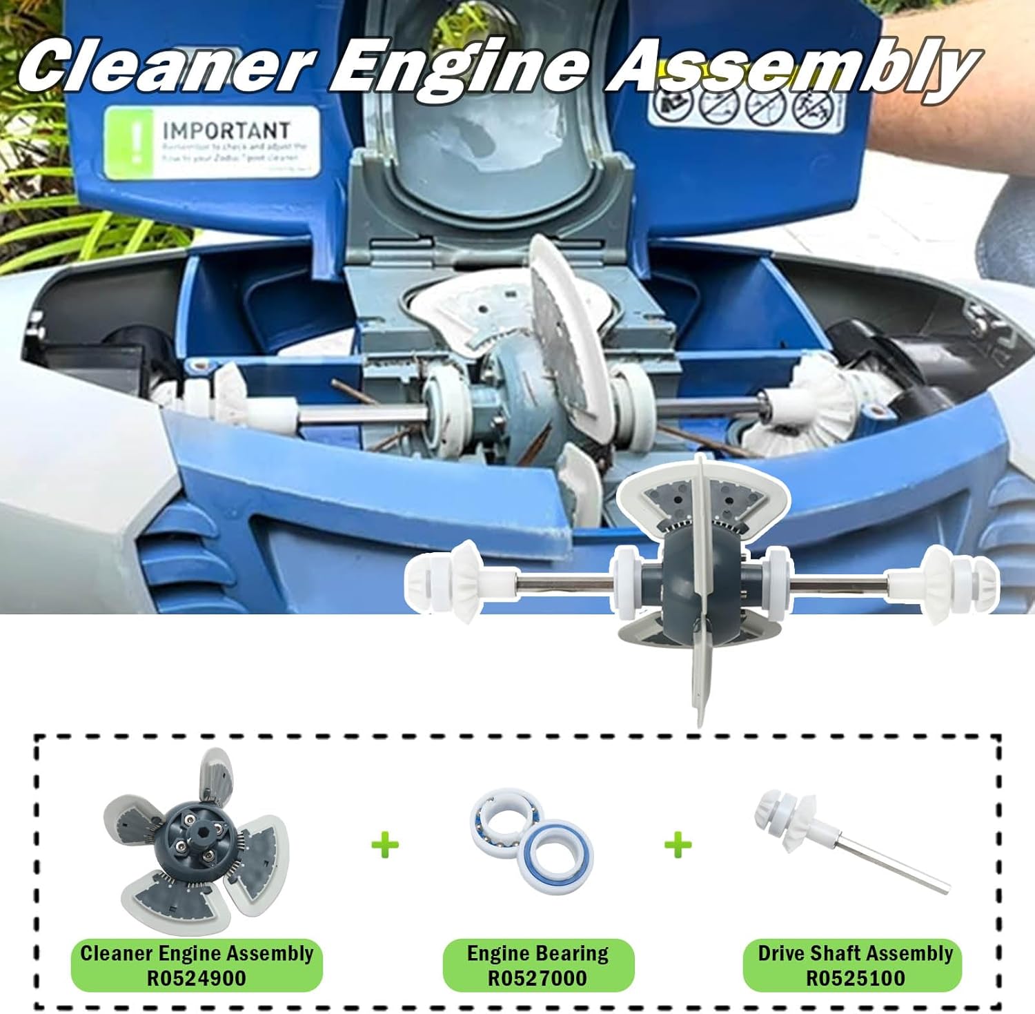 Pool Cleaner Parts Accessories Fits for Zodiac Baracuda MX6 MX8 MX6EL MX8EL, Tune Up Kit with R0524900, R0526100, R0527000, R0525100, Rebuild Replacement Parts