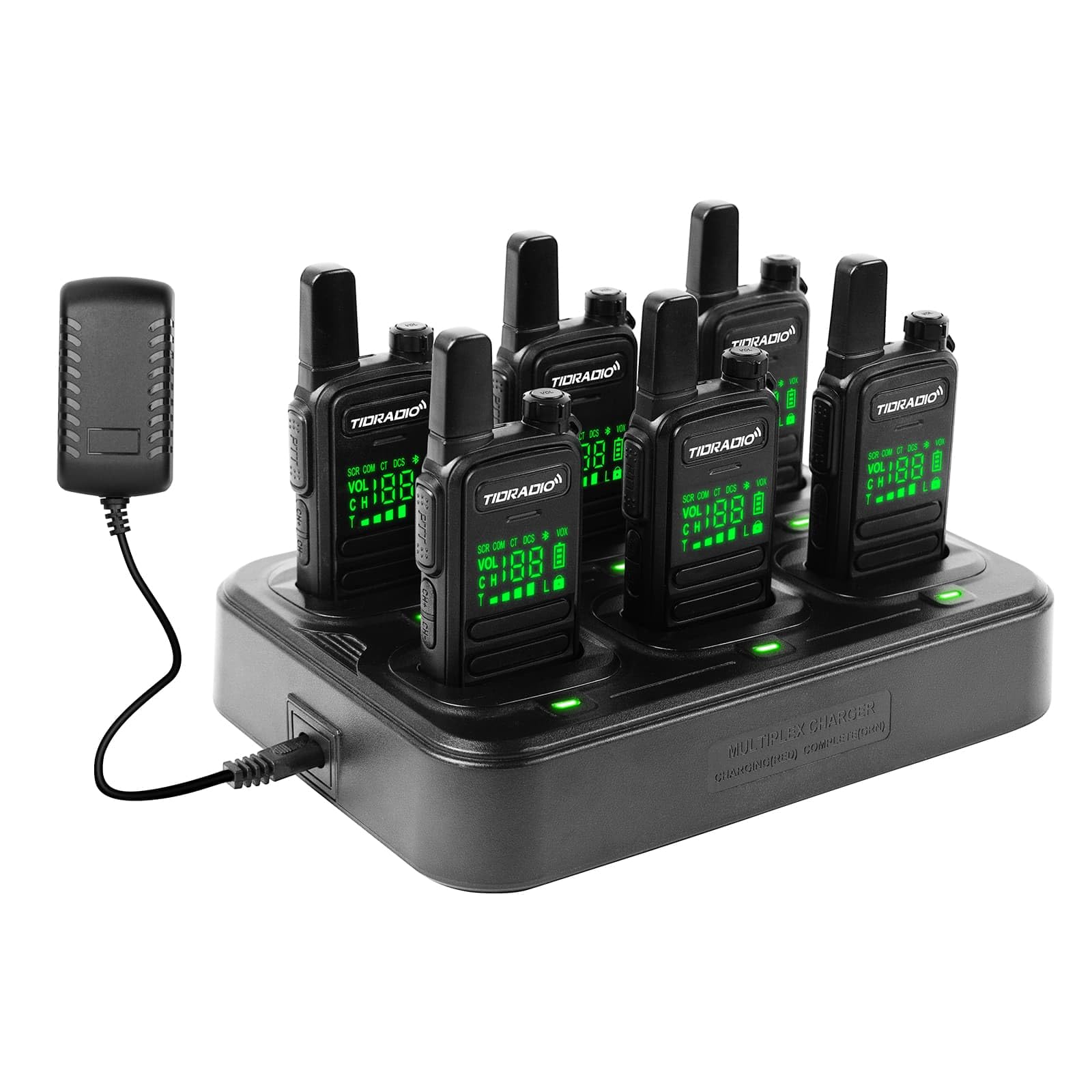 TIDRADIO TD-M11 Waterproof Walkie Talkies for Adults,LED Display,Wireless Programming,NOAA,VOX,Frequency Copy, Long Range Two Way Radios with 6 Way Gang Charger, for School Church Business (6 Pack)