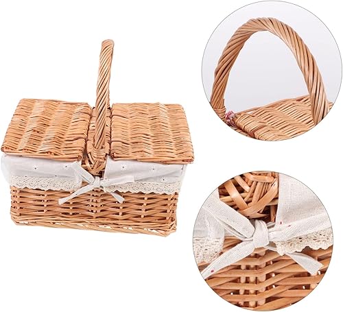 Miniatura 6 de Cesta de picnic al aire libre de mimbre, accesorios de picnic de mimbre, organizador de artículos diversos, cestas de picnic aisladas, cesta de