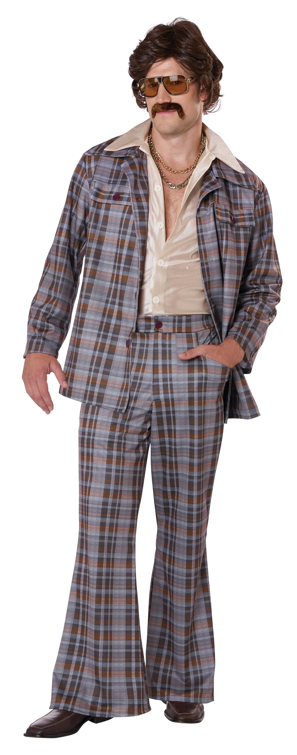 3 Piece 70s Plaid Leisure Suit Mens Costume 70s Costumes