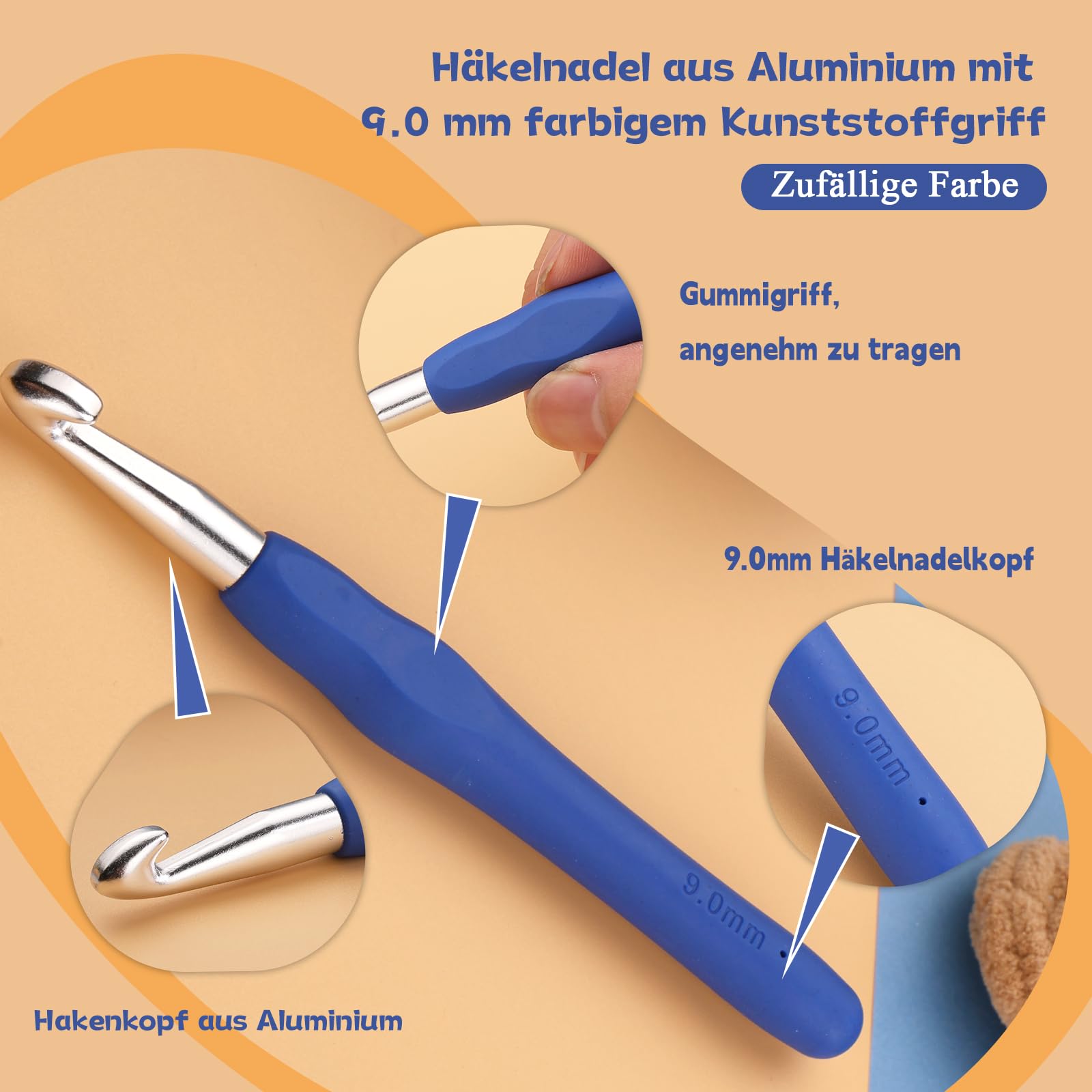 Uncinetti Ergonomici 9.0 Mm Con Manico Morbido - Per Mani Artritiche, Leggeri, Per Principianti - Foto 3